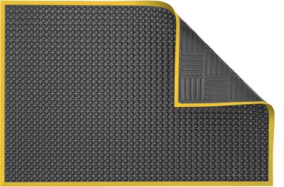 Antistatic Antistatic Anti-Fatigue Floor Mat with 2,5 cm Yellow Bevel | AFB Complete Bubble | Fire-Retardant | Dark Grey | 90 x 120 cm